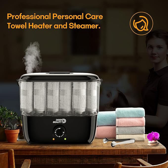 Towel Steamer-Hot Towel Warmer 600 W Tabletop Moist Towel Heater, Holds up to 18 Towels,30 Minute Auto Shut Timer,Professional Salon Equipment Towel Warmer for Facials,Spa,Barbers,Massage (Black)