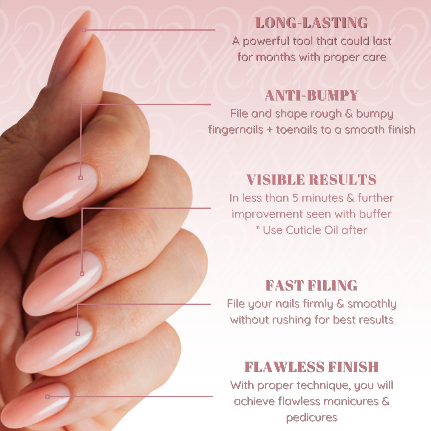 Tammy Taylor 100 Grit Acrylic Finger Nail Files for Women, 100/180 Limas para Uas & Emery Boards for Nails, Professional Manicur