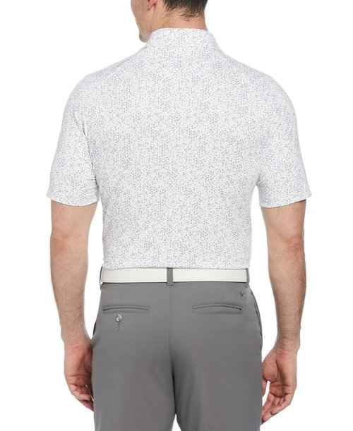 Callaway Men's Chevron Print Short Sleeve Golf Polo, Moisture-Wicking, Stretch, Lightweight Recycled Fabric, Bright Wh/Flint Stone