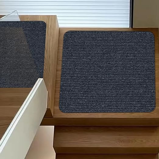 Stair Treads for Wooden Steps, Non-Slip Stair Runner Indoor Outdoor Stair Tread Landing Mats Covers Pads, 31" x 31"Matching Staircase Step Runner for for Elders, Kids and Pets (31" X 31", Grey)