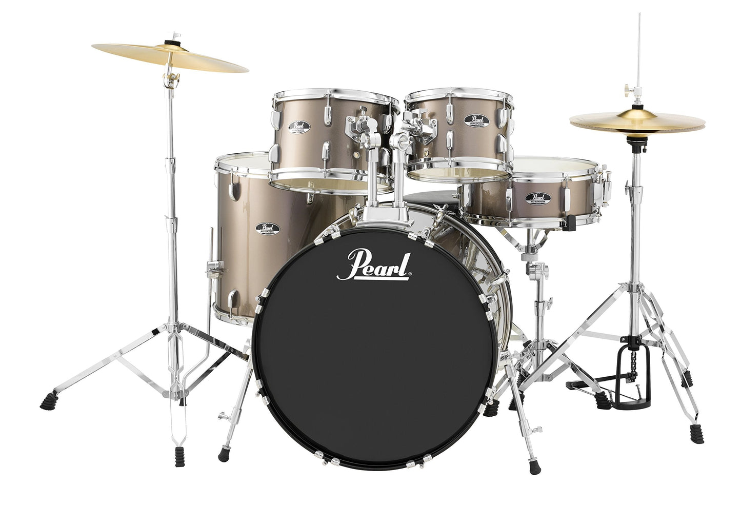 Pearl Roadshow Drum Set 5-Piece Complete Kit with Cymbals and Stands, Bronze Metallic (RS525SC/C707)