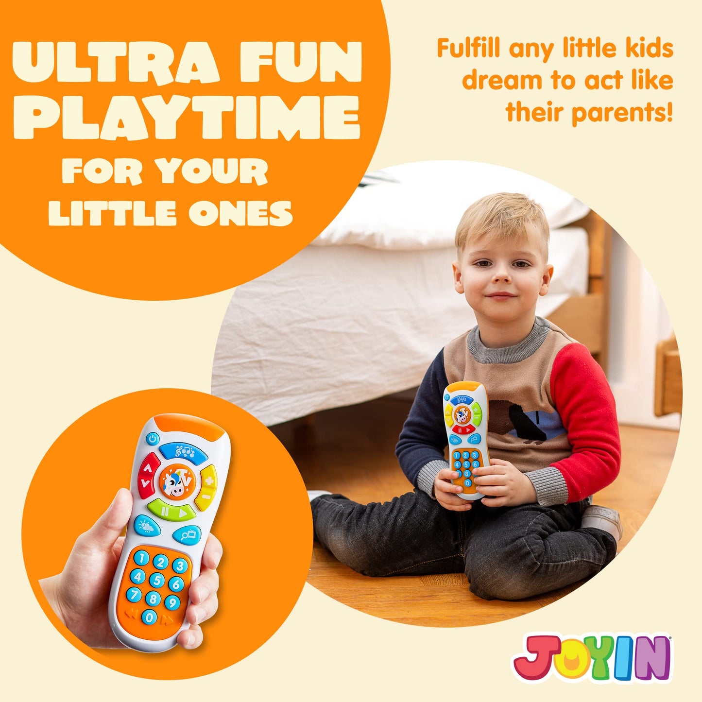 JOYIN Smartphone Toys for Baby, Remote Control Baby Phone with Music, Learning Toy, Birthday Gifts for Infants, Kids, Boys and Girls, Gift for Christmas
