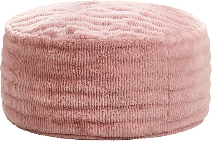 Hobestluk Bean Bag Chairs Beanbag Chair with Filler Adult Bean Bags with Fluffy Ripple Cover, Giant Bean Bag Chairs for Adults (Pink, 3FT - 36" x 36" x 22")