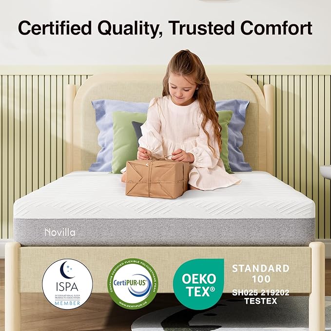 Novilla Twin Mattress 6 Inch, Gel Twin Memory Foam Mattressess in a Box for Supportive & Pressure Relief & Cooling Night Sleep, CertiPUR-US Certified