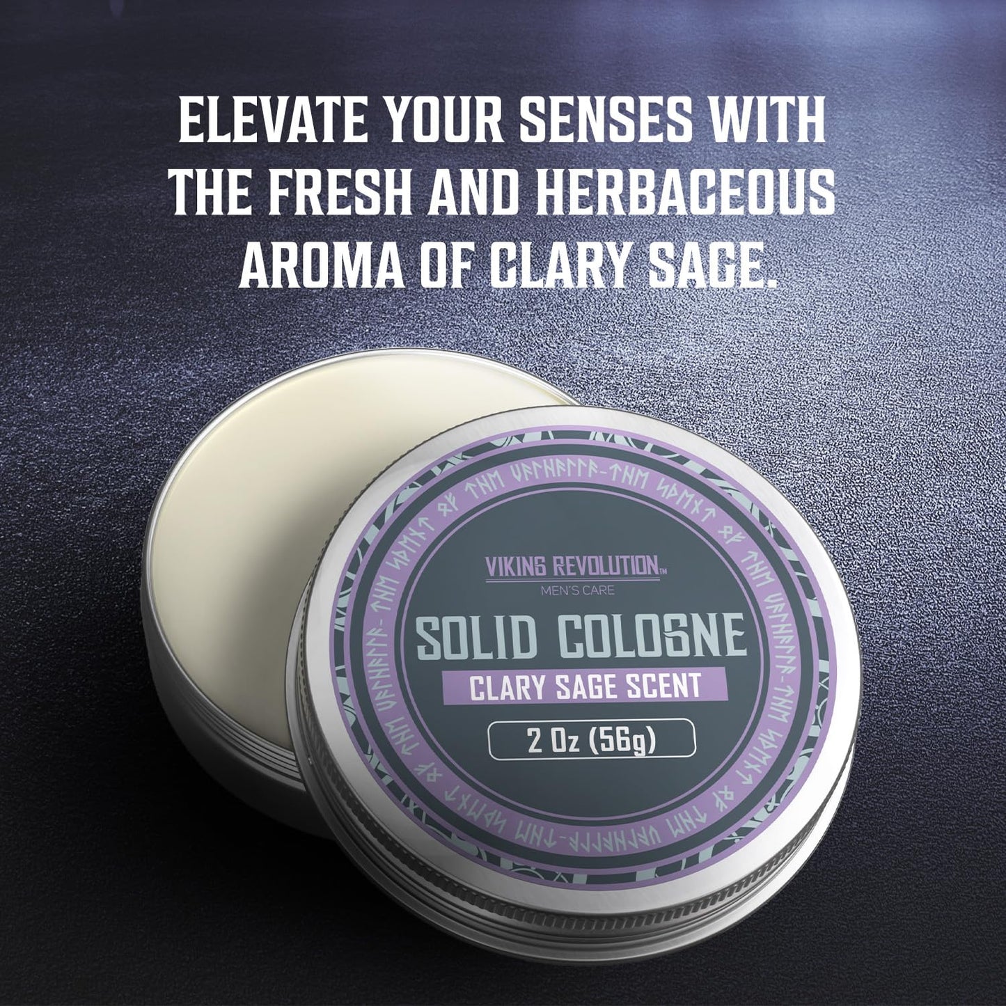 Viking Revolution Clary Sage Mens Solid Cologne Men 2 Oz - Men Solid Perfume with Clary Sage Cologne for Men - Balm Cologne for Mens Cologne Balm Travel Cologne Wax (1 pack, Clary Sage)