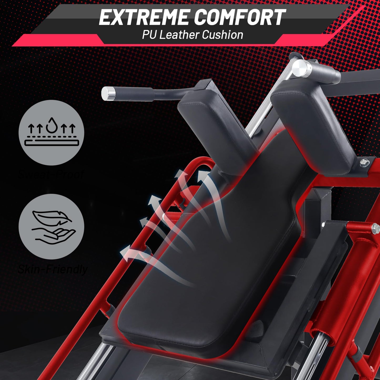 Garvee Leg Press Hack Squat Machine, 2 in 1 Leg Press Machine for Home Gym with Linear Bearing, Specialty Hack Squat Machine with Calf Block for Full Lower Body Workout, Red