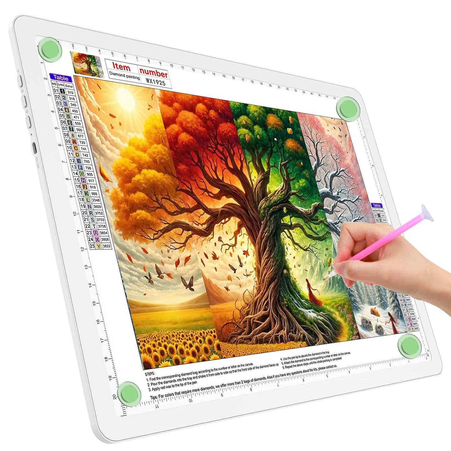 TOHETO A4 Light Board for Diamond Painting, Super Bright Magnetic Light Pad with Side Buttons, Lightbox for Tracing and Drawing,