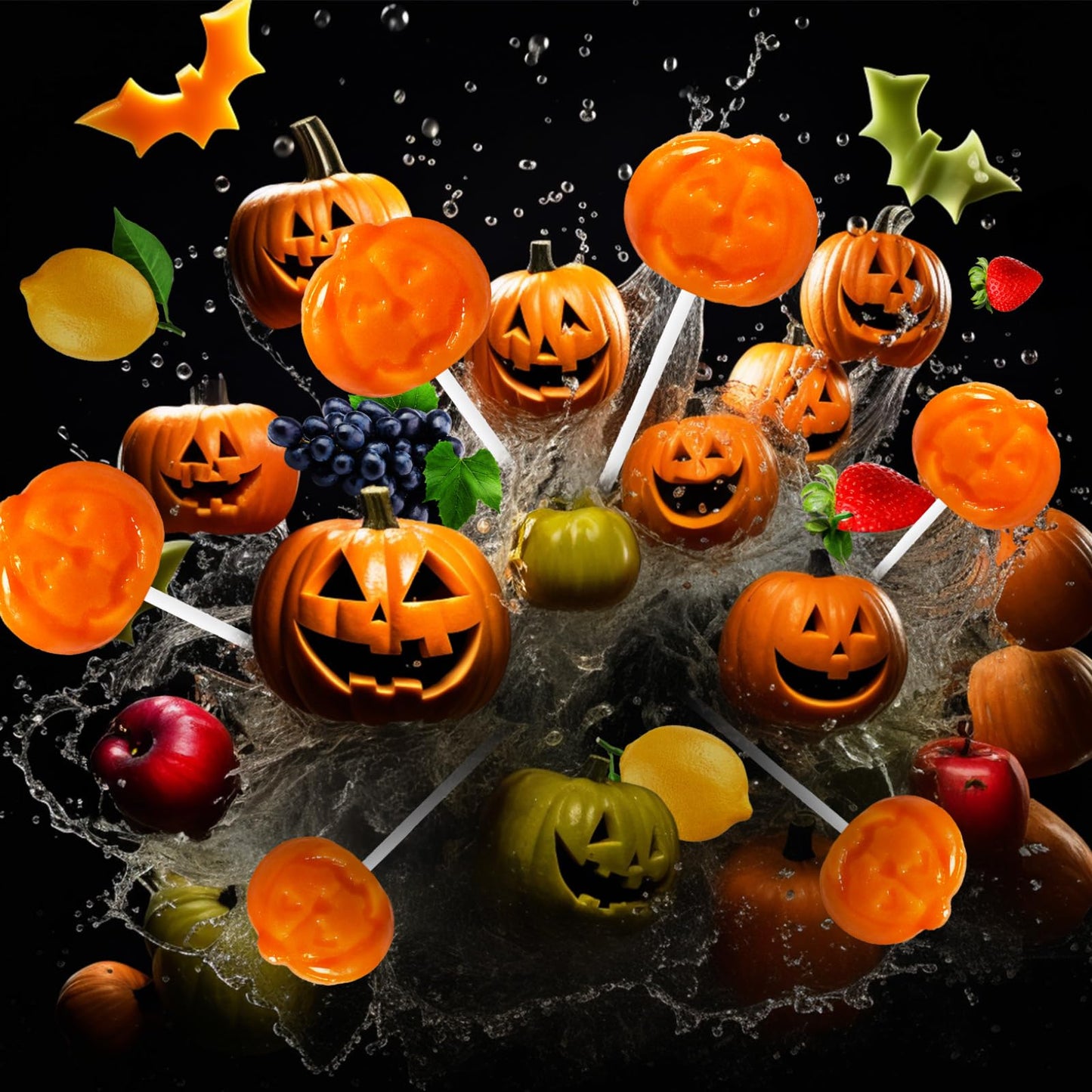 Halloween Lollipop Suckers Candy 42 Pack, Pumpkin Candy Lollipops, Jack-O'-Lantern Shaped Candies Sucker Lollipops Individually Wrapped for Halloween Goody Bag Fillers - Trick or Treat