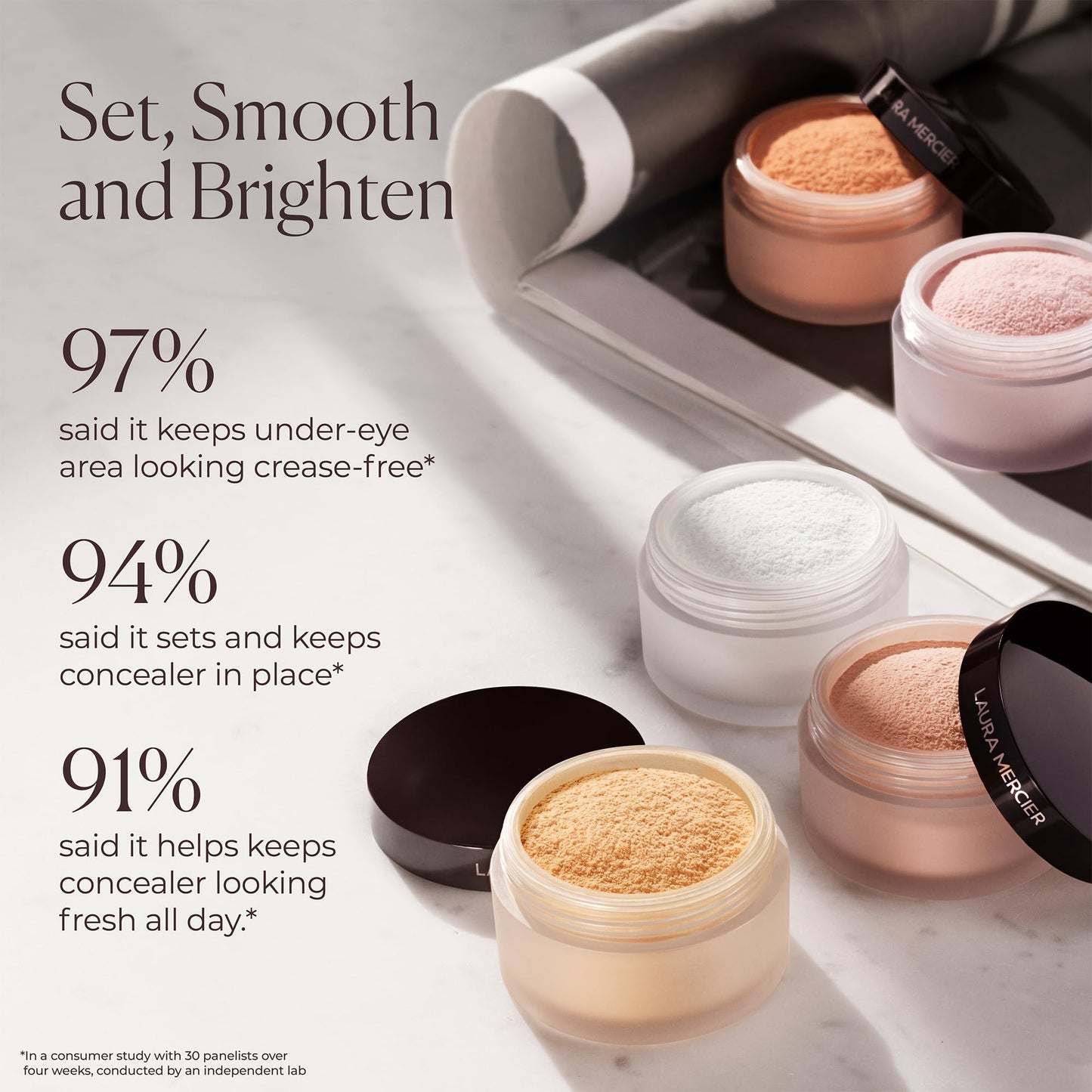 Laura Mercier Secret Brightening Under-Eye Setting Powder, Peach and Pink Pigments to Brighten the Under Eye, Color Correct Disc