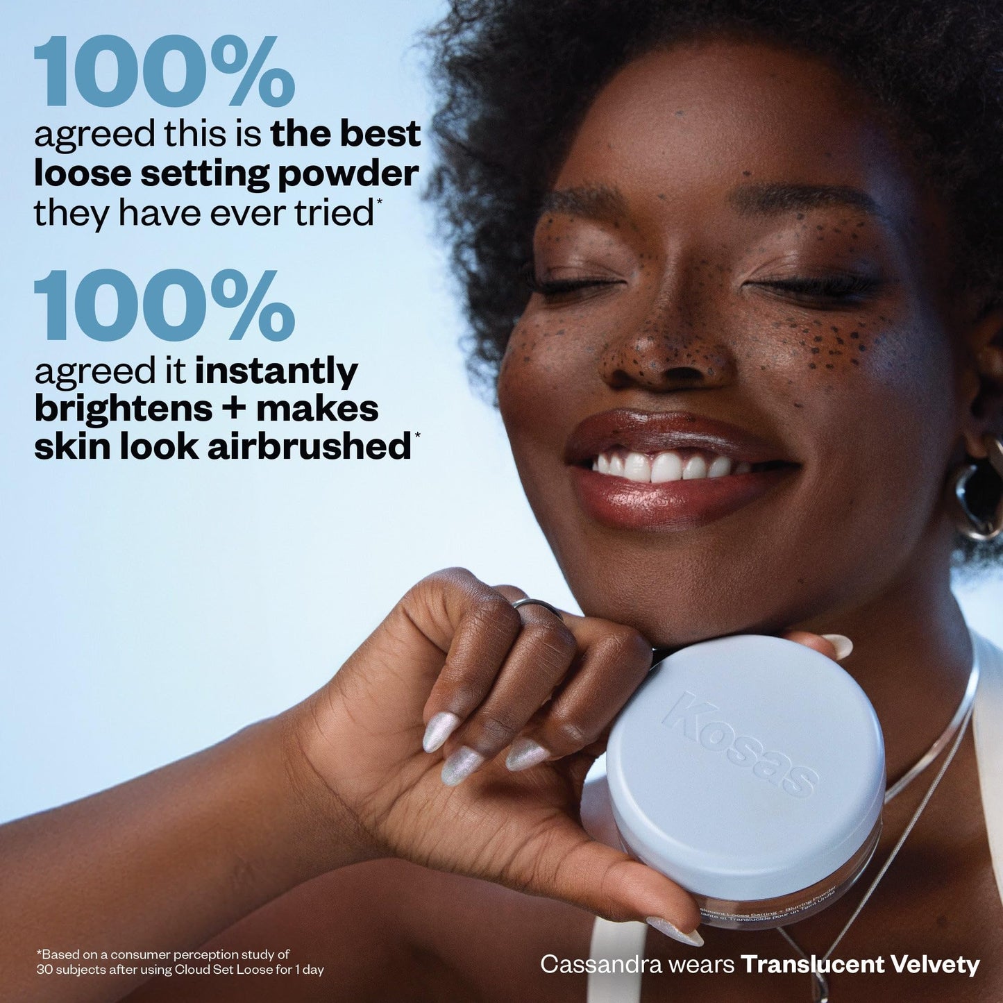 Kosas Cloud Set Loose Powder - Translucent Setting + Blurring Talc-Free Face Powder in Translucent Candy (Ultra Sheer Pink)