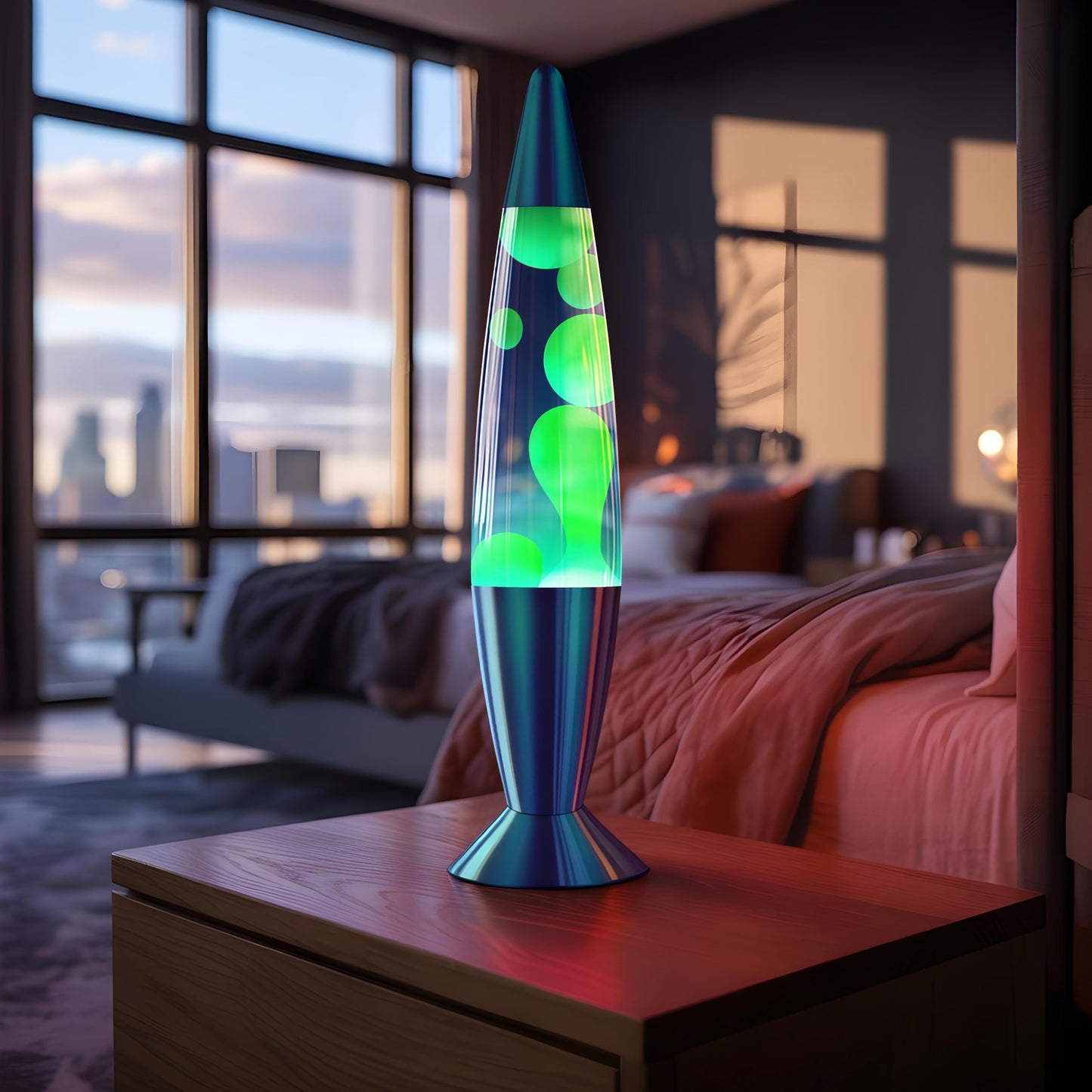 JAMBO 16" Beautiful Lamp- Blue with Yellow/Green Wax, Relaxing Liquid Light, Night Light Nightlight, Home Decor Living Room Office Bedroom Lamp for Adults Teens Kids, Magma Motion