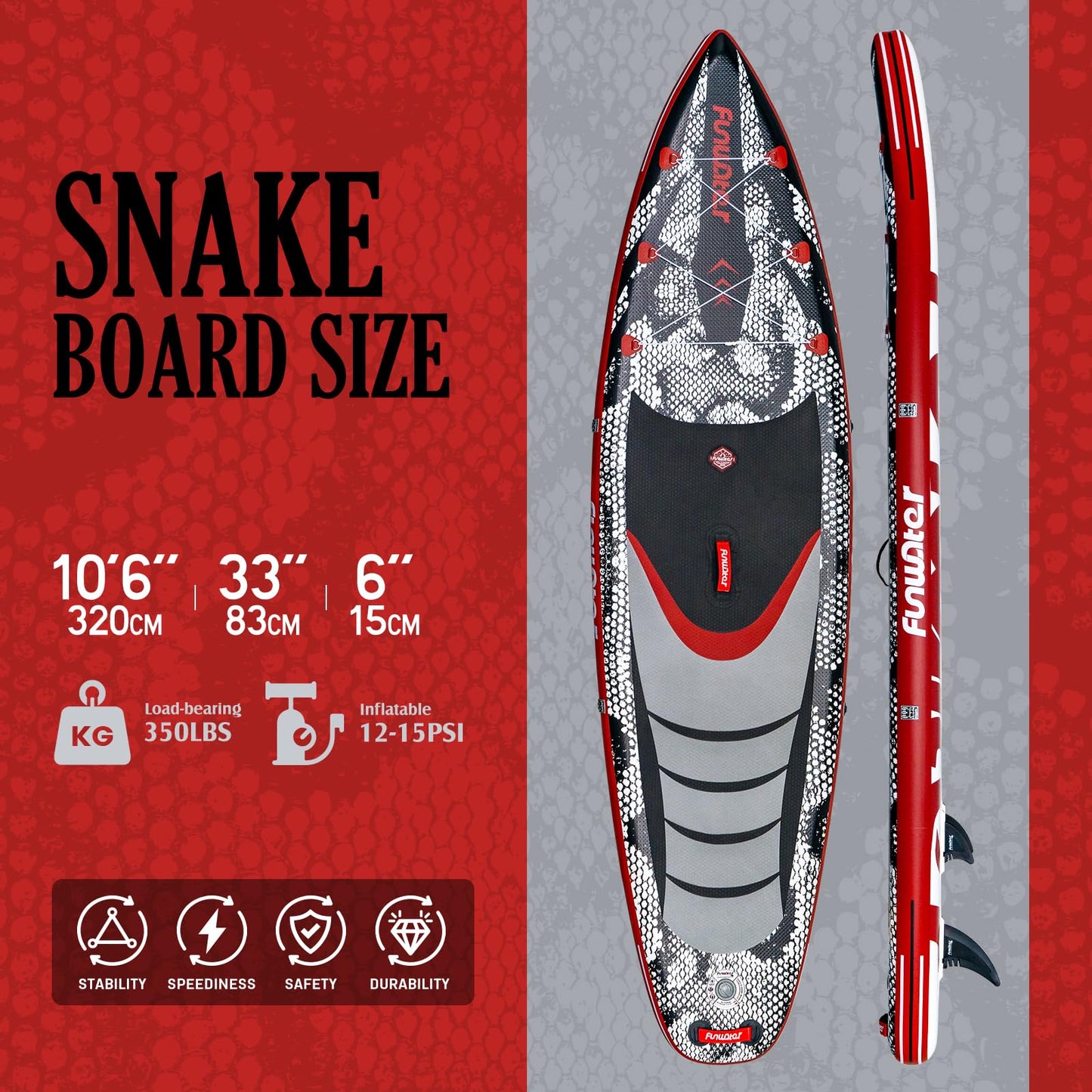 FunWater Inflatable Stand Up Paddle Board 10'/10'6"/11'/11'6" Paddle Board for Adults & Youth, Paddleboards Inflatable with Premium SUP Accessories, Wide Stable, Non-Slip Comfort Deck