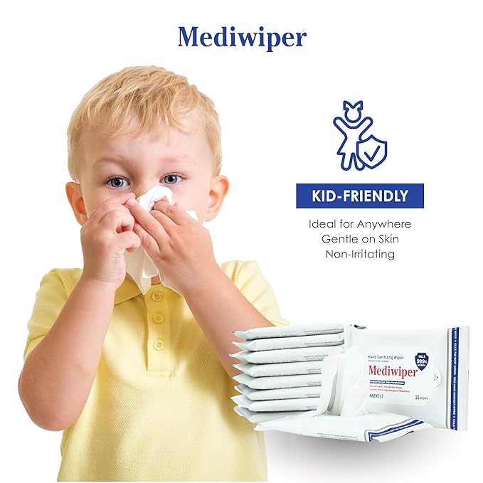 Mediwiper 10 Count Alcohol-Free Sanitizing Wipes, Hand Sanitizer, Disinfecting Large Unscented Wet Wipes Bulk (1000 Wipes (10ct*10pk))