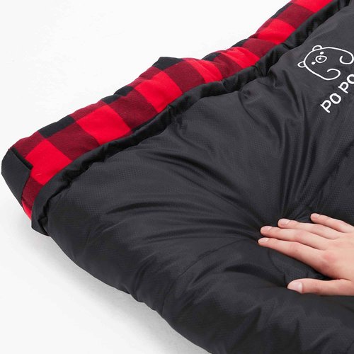 PO PO BEAR Zero Degree Sleeping Bag for Adults 100% Cotton Flannel Tall and Big (Black, 84" x 40" Right Zip)