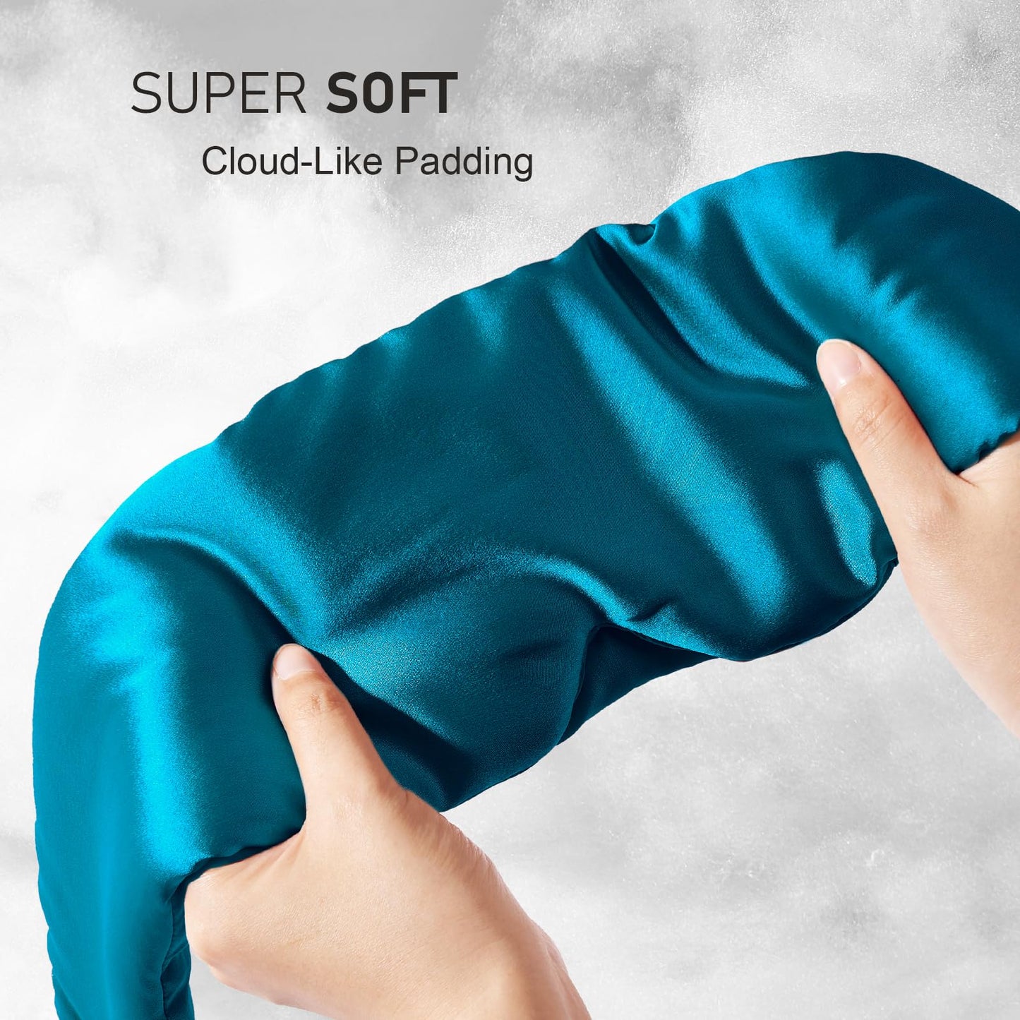 LitBear Silk Sleep Mask for Side Sleeper, Eye Mask Sleeping for Women Men 100% 22 Momme Pure Mulberry Silk, Face-Hugging Padded Eye Cover for Sleeping with Adjustable Band (Peacock Blue)