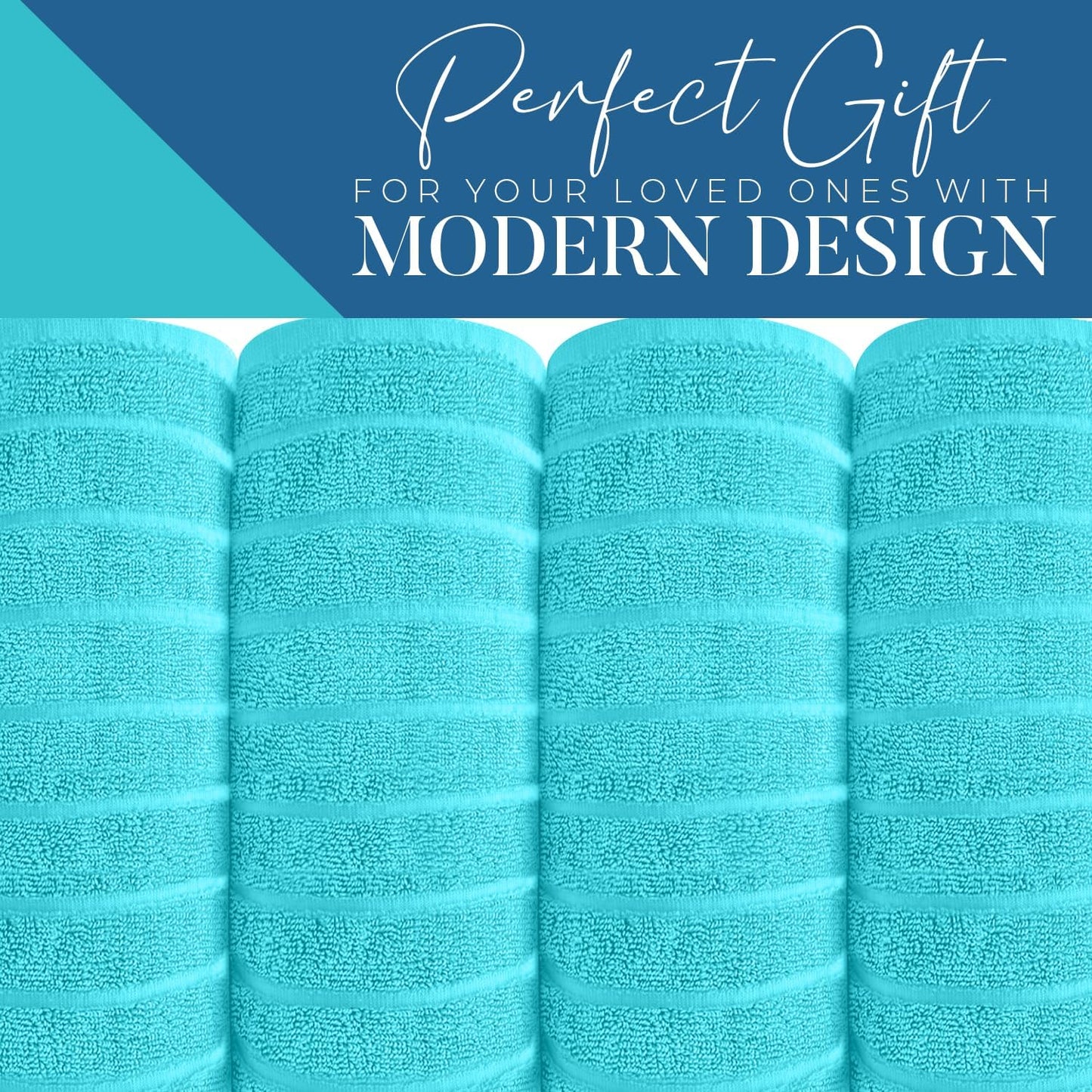 DAN RIVER Pack of 2 Bath Sheet 35x70 Inches, Ribbed Jumbo Bath Sheets for Adults, Thick and Absorbent Large Towels - Aqua