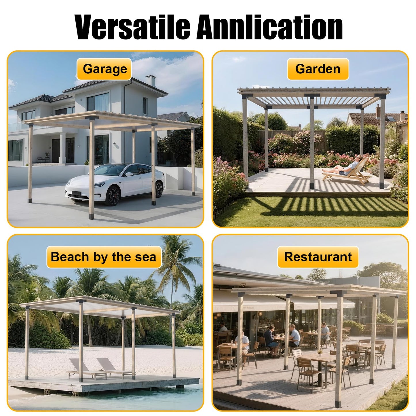 Pergola Kit, Pergola Bracket kit for 4"x 4" (Actual 3.5" X 3.5") Lumber, DIY Pergolas Brackets with 3-Way & 4-Way Corner Bracket, Gazebo Brackets Kits for Gardens, Pergolas, Courtyard (12 pc)