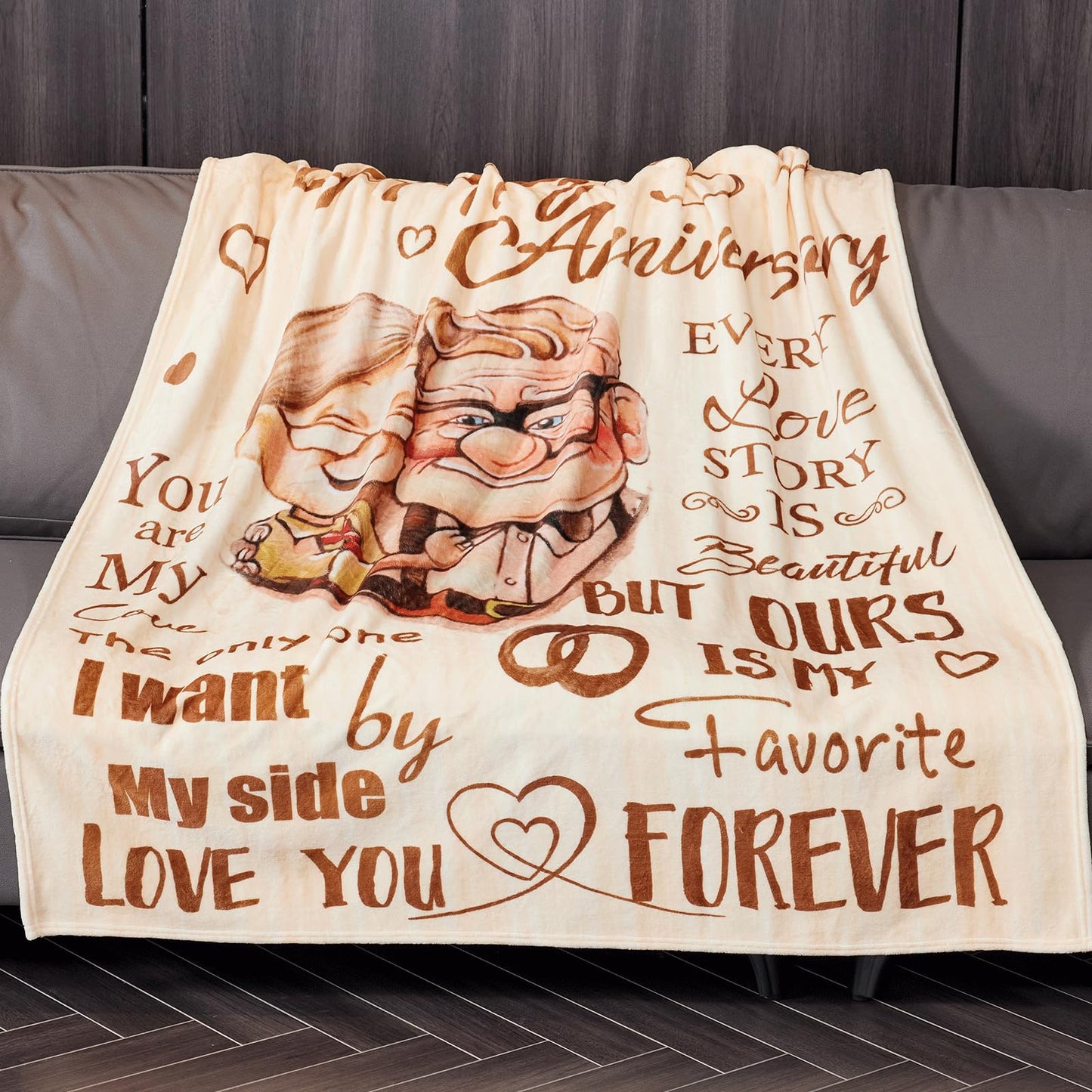 Wedding Anniversary Blanket Gifts for Couple Husband Wife Happy Anniversary 50" X 60" Soft Throw Blanket Anniversary Present for Parents