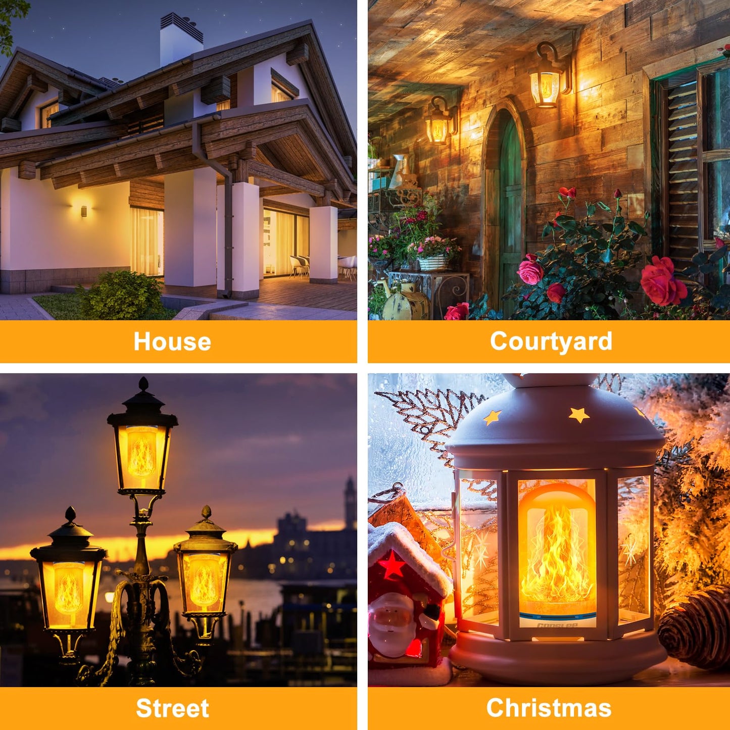 CPPSLEE Upgraded LED Flame Light Bulbs, 4 Modes Flickering Light Bulbs, E26 Base Fire Flame Bulb for Christmas Decorations Outdoor, Halloween Lights Patio Indoor Home Decor (Yellow, 2 Pack)