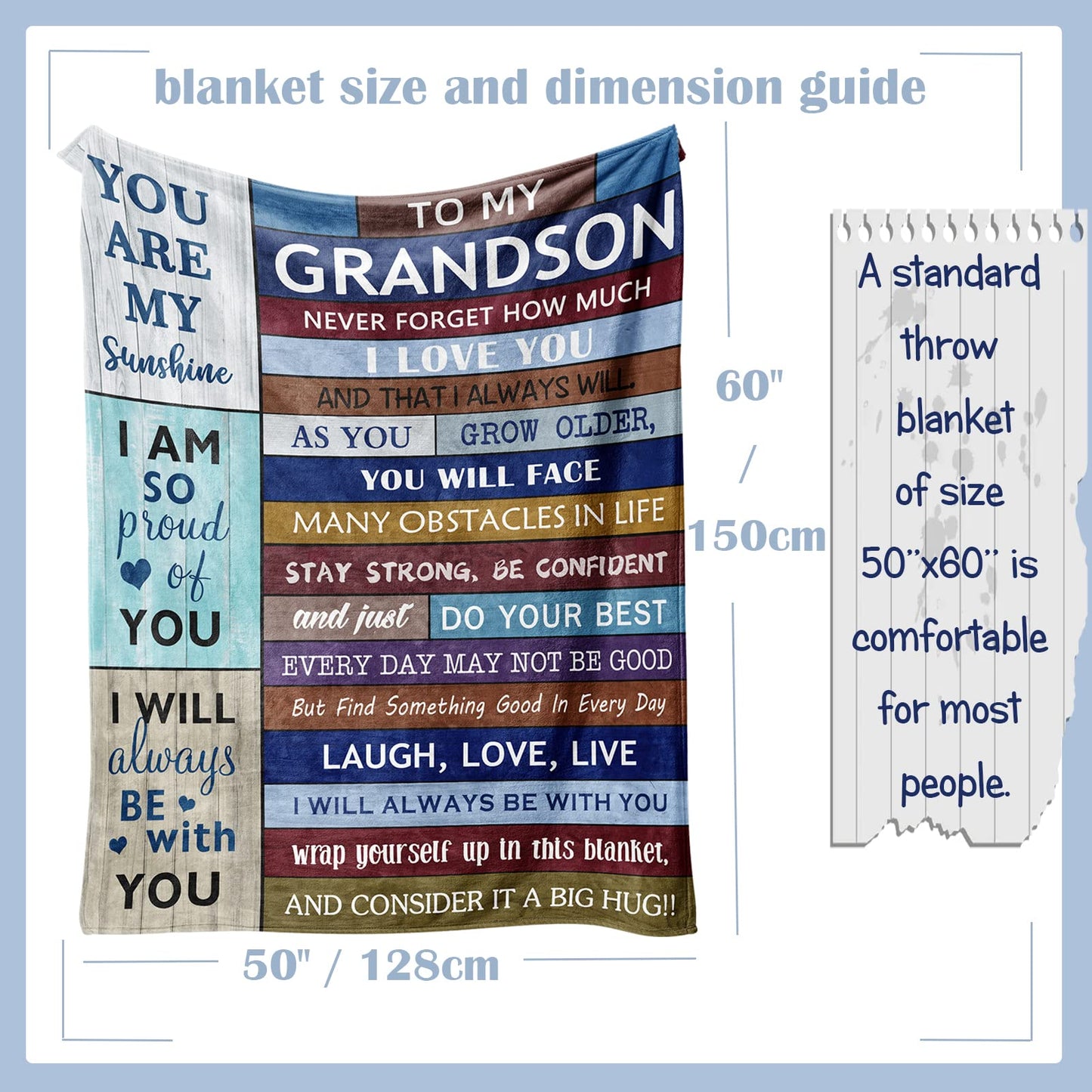Loxezom Grandson Gifts from Grandma And Grandpa, Gifts for Grandson, Grandson Gifts from Grandparents, Best Grandson Blanket, to My Grandson Christmas Birthday Gift Blanket 60" x 50" for Teen Boys Men