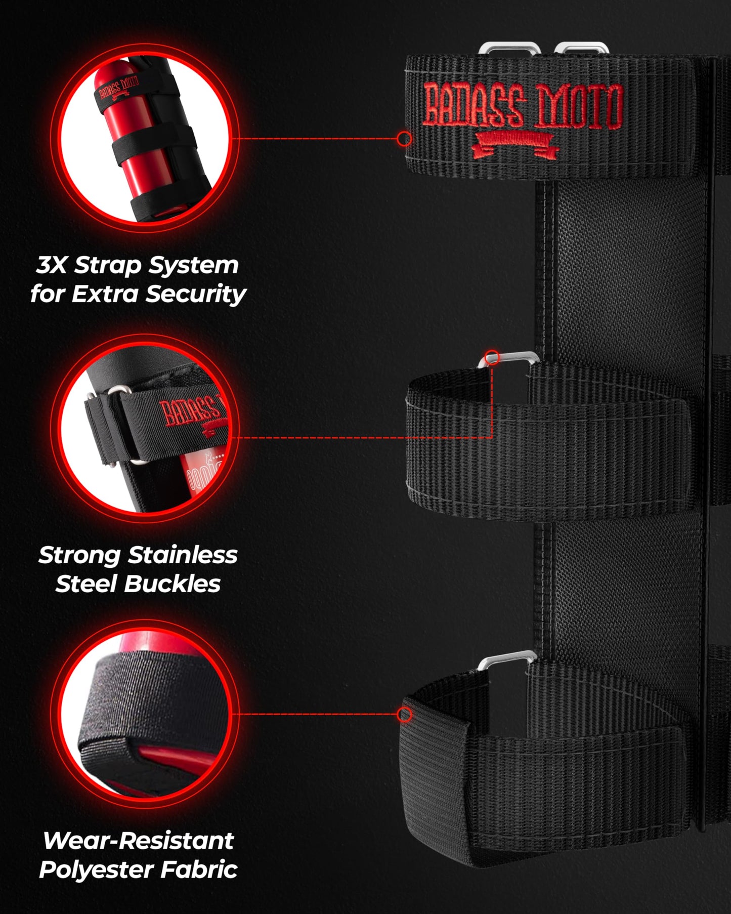 Badass Moto for Jeep Fire Extinguisher Mount. Offroad Roll Bar Extinguisher Holder. Off Road Vehicle Accessories Wrangler Camping Kit Gear. Fits 1965-2025 Jeep JL JK JKU TJ CJ JL Bronco and Gladiator