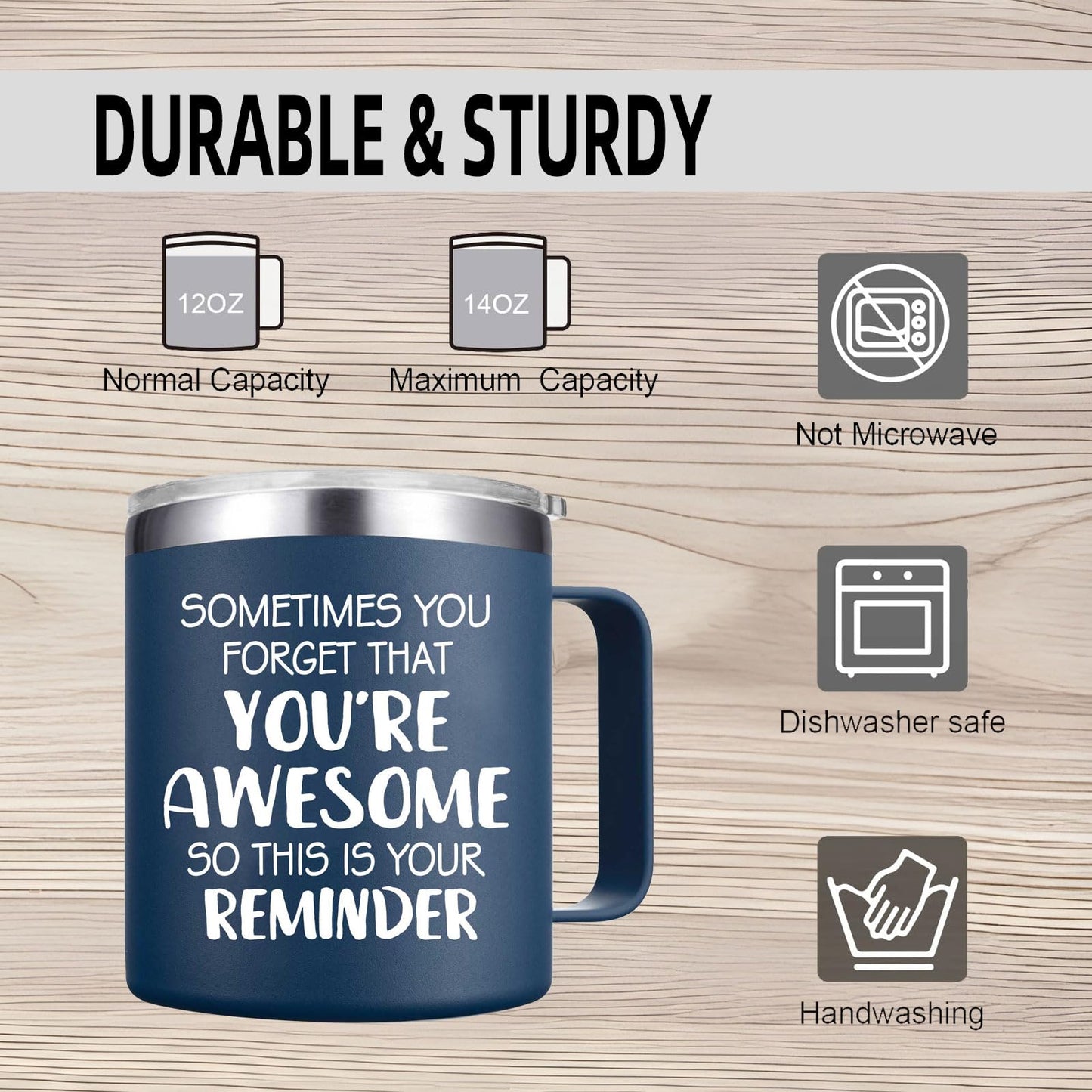 Abledn Birthday Gifts for Men - Sometimes You Forget You're Awesome Mug, Inspirational Birthday & Holiday Presents for Men, Him, Dad, Guy - 14Oz Navy Blue