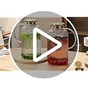 Buaic 2 PACK Glass Pitcher with Lid, 68 oz/ 2 Liter Classic Vertical Stripes Water Pitcher with Yellow Handle,Glass Water ...