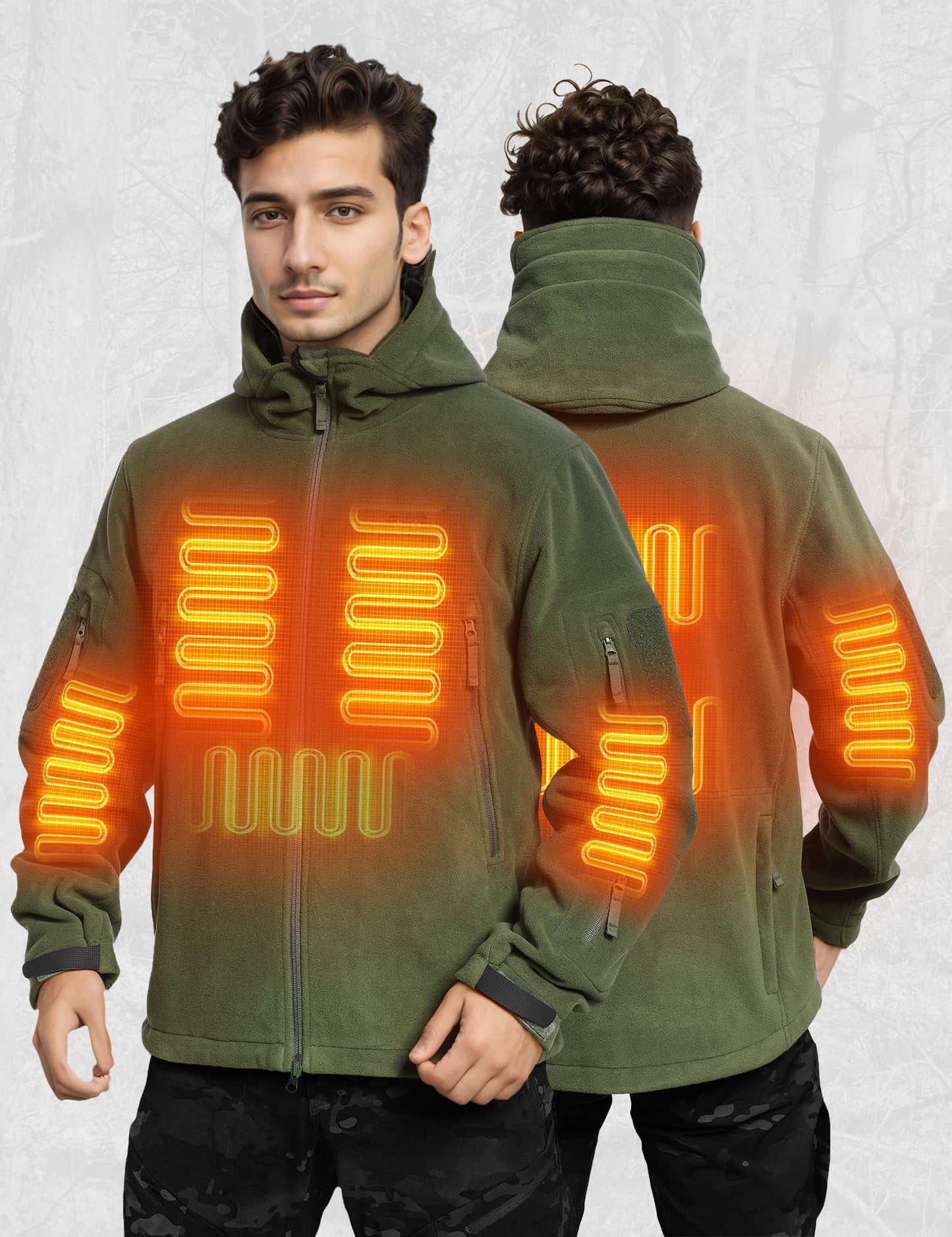 ANTARCTICA GEAR Heated Jacket with 12V 16000mAh Battery Pack, Polar Fleece Coat for Men Women, Fit Zip Hood Winter Jacket