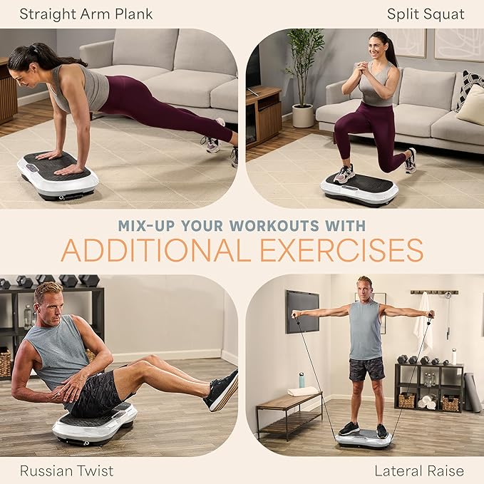 Lifepro Waver Vibration Plate Exercise Machine for Lymphatic Drainage, Muscle Activation, Full-Body Workout Vibrating Platform with Loop Bands, Fitness Equipment for Strength Toning & Fat Loss