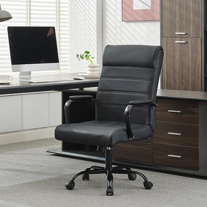 BOWTHY Office Desk Chair,Modern Conference Room Chairs,High Back Ergonomic Home ofiice Chair,Adjustable Height Swivel Executive Computer Chair with Padded Seat and Armrest (Pure Black)