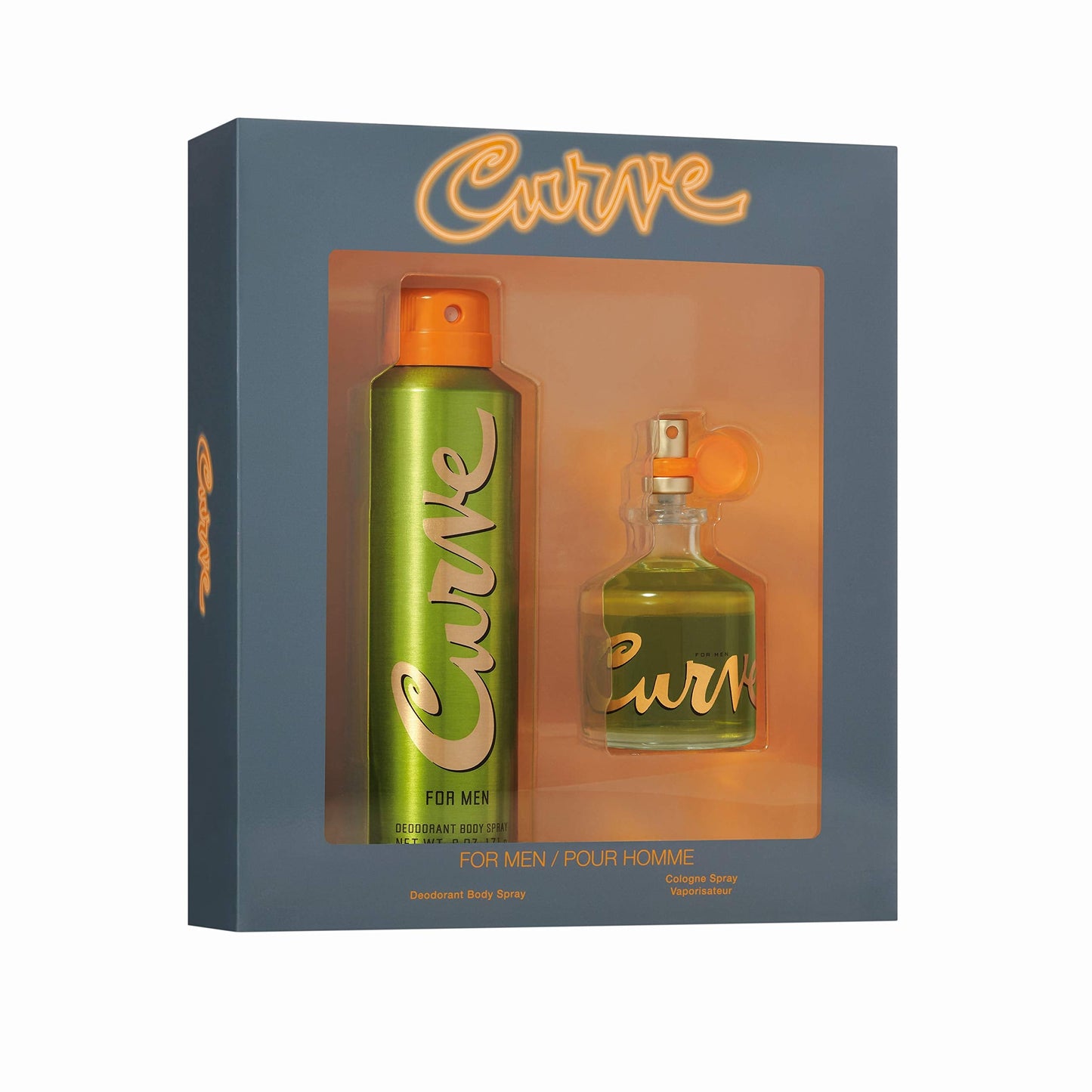 Curve Men's Cologne Fragrance Set, Deodorant Body Spray & Cologne Spray, Casual Day or Night Scent, Spicy Wood Magnetic Scent, 2