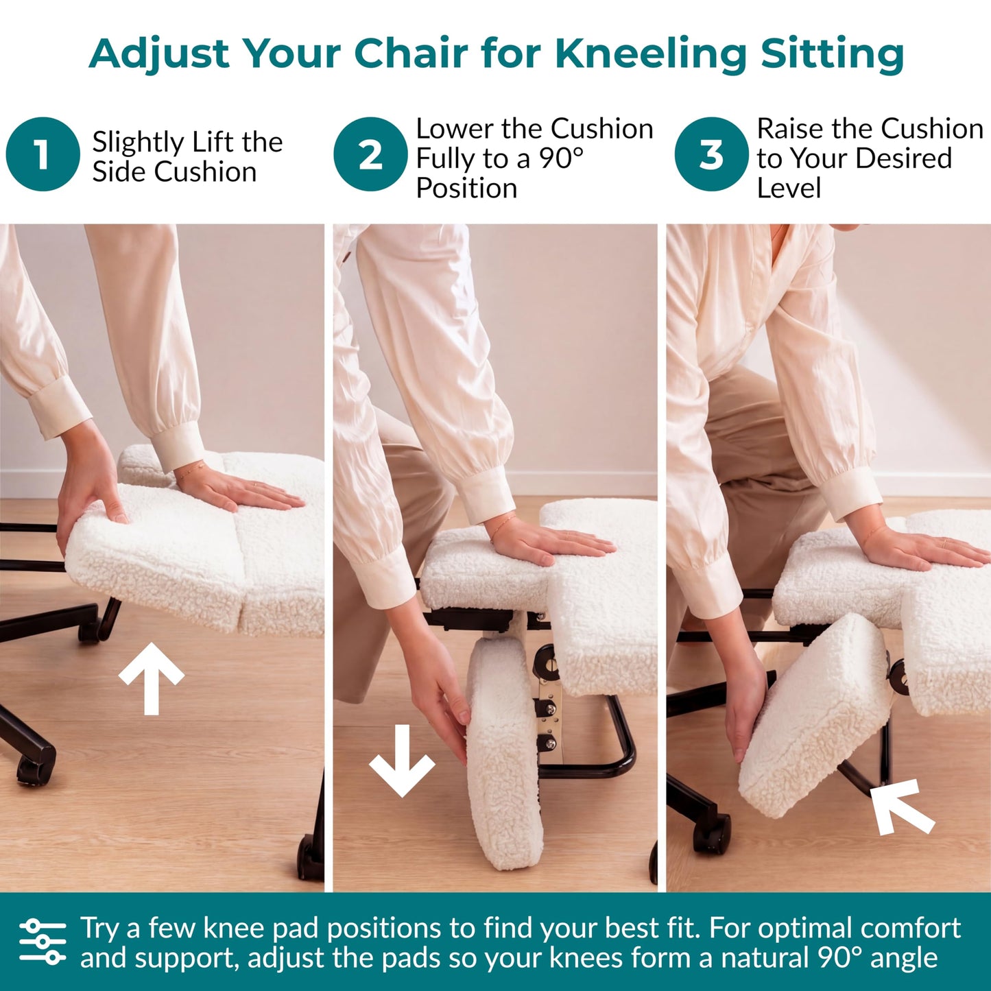 Ergonomic Cross Legged Office Chair with Foot Rest for Kneeling Seating - Crisscross Desk Chair with Wheels for ADHD to Sit Cross Legged - Multi-Position Adjustable Seat with Back Support for Women