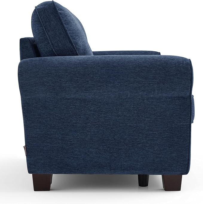 MCombo 67.7" Loveseat Sofa, 2-Seater Small Couch for Small Spaces, Classic Rolled Arm Upholstered Sofa with Solid Wood Legs for Living Room, Removable Cover, Chenille Fabric VE730 (Navy Blue)