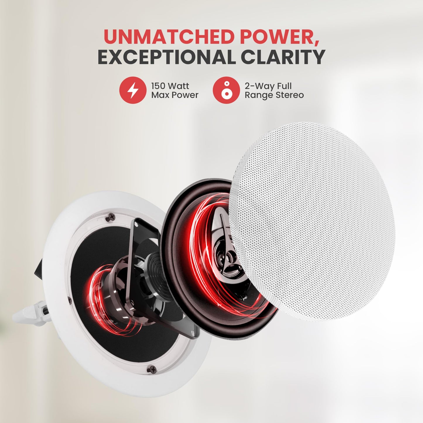 Pyle Home 5.25 Ceiling Wall Mount Speakers - Pair Of 2-Way Midbass Woofer Speaker 1 Polymer Dome Tweeter Flush Design W/ 80