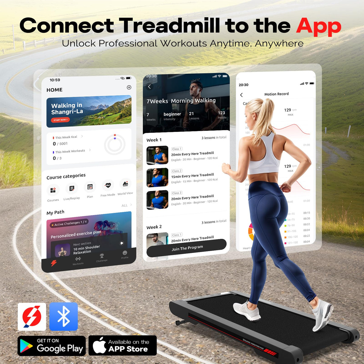 Sperax Walking Vibration Pad with Manual Incline,Under Desk Treadmill for Home,4 in 1 Vibration Plate Exercise Machine with APP,350LB Capacity
