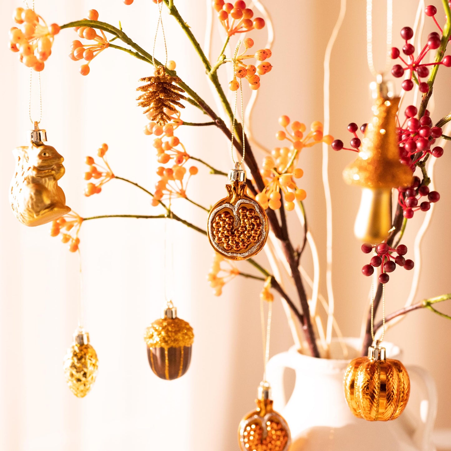 Valery Madelyn Fall Tree Ornaments for Home, 12ct Shatterproof Fall Decorations for Small Tree, Orange Hanging Gnome Ball for Harvest Halloween Thanksgiving Autumn