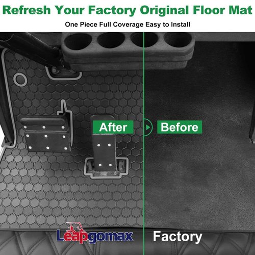 EZGO TXT Golf Cart Floor Mat, Upgraded Full Coverage Liner Mat Replacement Install Easily Thick Rubber Anti-Slip, Fit EZGO TXT (1994+), EX1 (2020), Valor, Cushman Workhorse&Express S4 Gray Trim