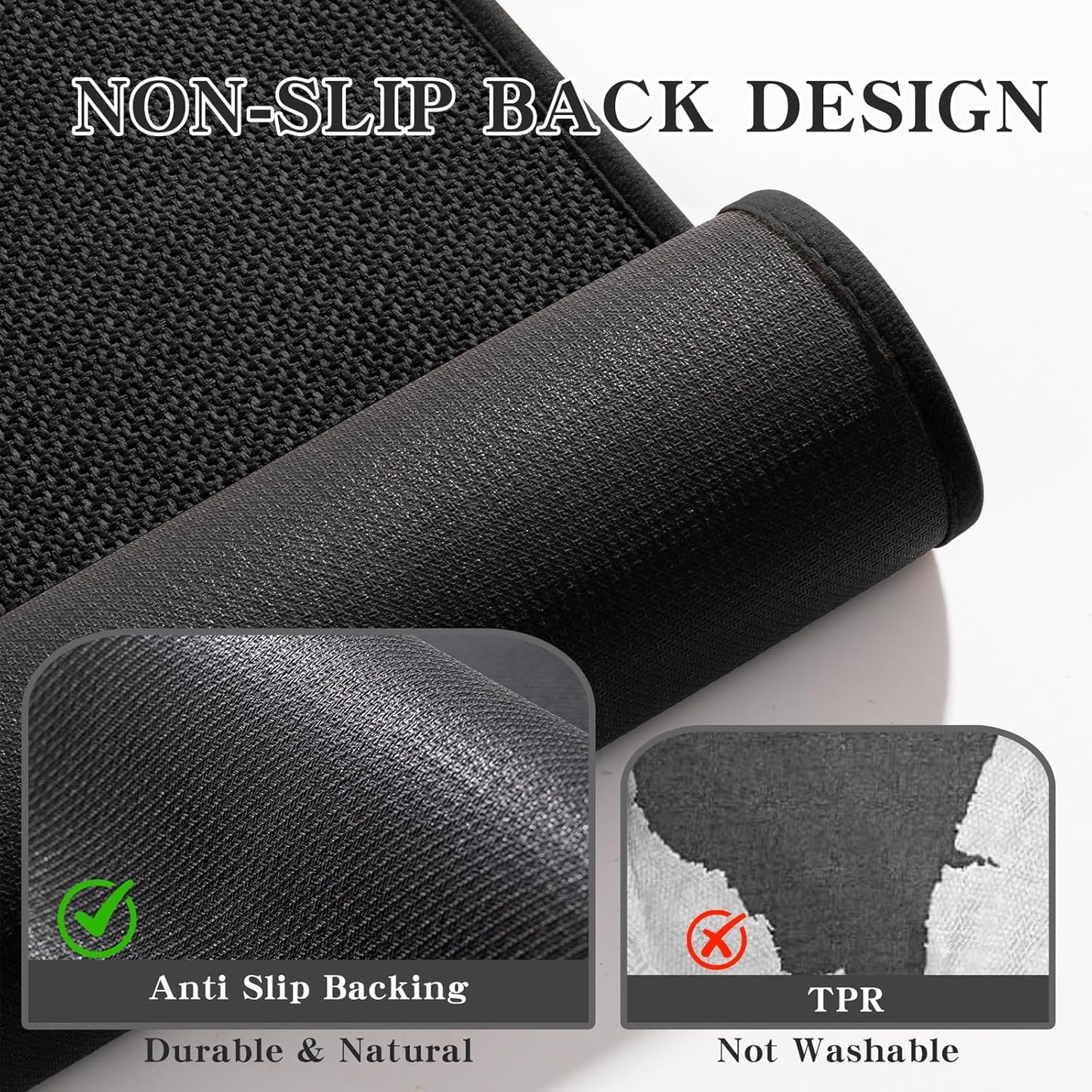 chakme Bathroom Rugs Mat 36x25, Ultra Thin Non Slip Bath Mat Large Quick Dry Absorbent Bath Mat for Bathroom Floor, (Black, 36"x25")