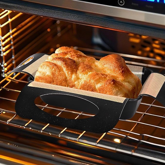 2-Pack Reusable Silicone Bread Sling for Sourdough – Non-Stick, Heat-Resistant Baking Mat with 4 Handles, Easy-Release Oven Liner Fits 9x5" or 1.5lb Loaf Pans