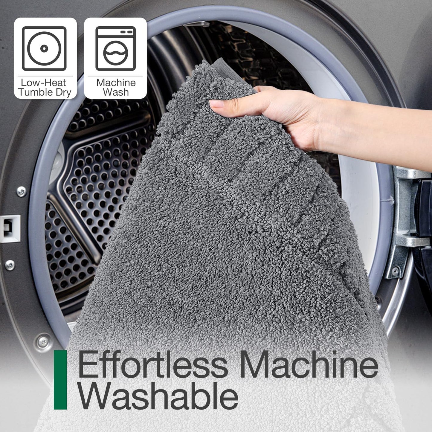 LUMI Bathroom Rugs Non Slip with Rubber Backing, Extra Soft Plush Microfiber Bath Rug Absorbent, Machine Washable Bath Mat Quick Dry for Tub, Shower, Hotel, Dark Grey, 24" x 36"