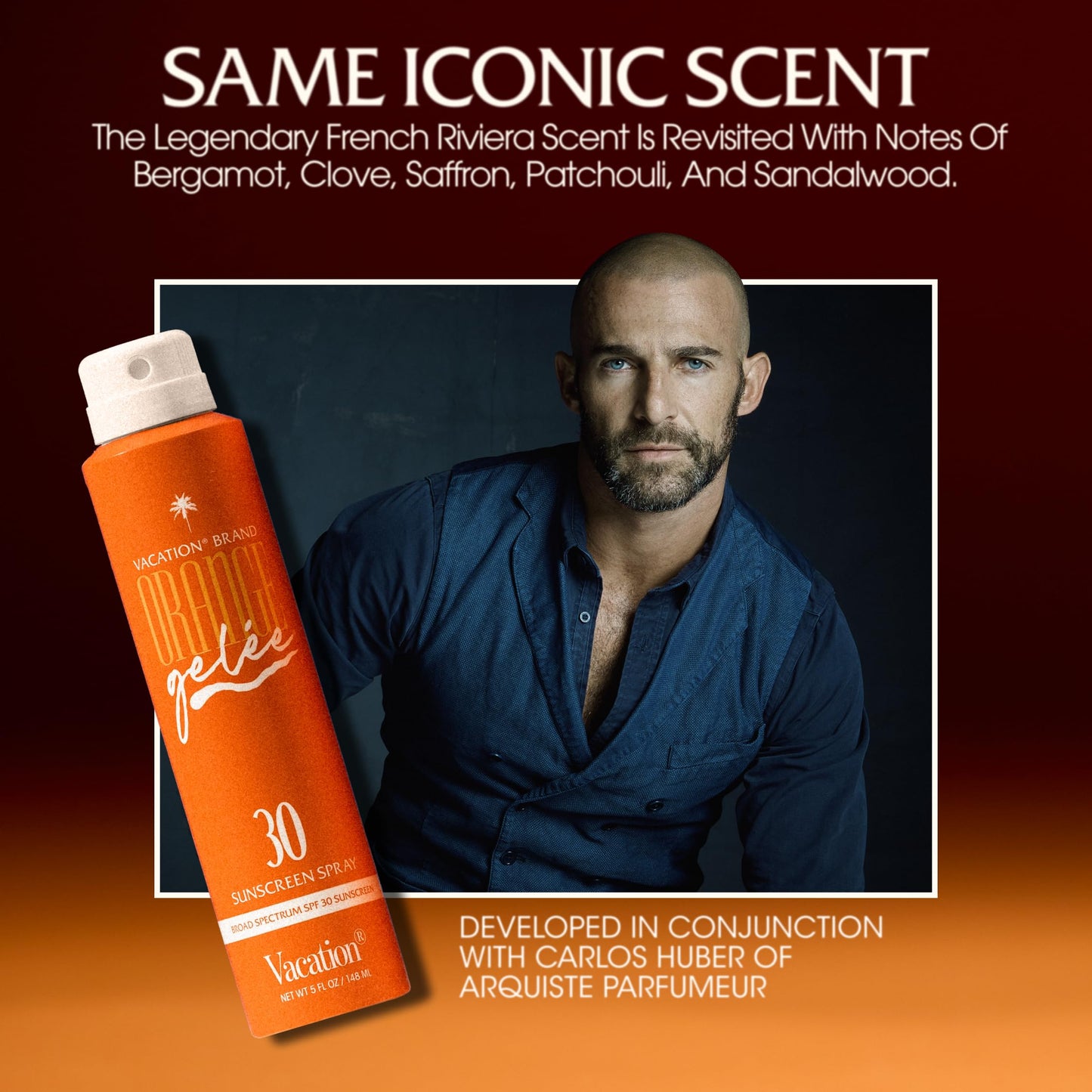 Vacation Orange Gel e SPF 30 Sunscreen Spray Oil & Air Freshener Bundle, Tanning Oil with SPF, Suntan Lotion Spray, Transparent
