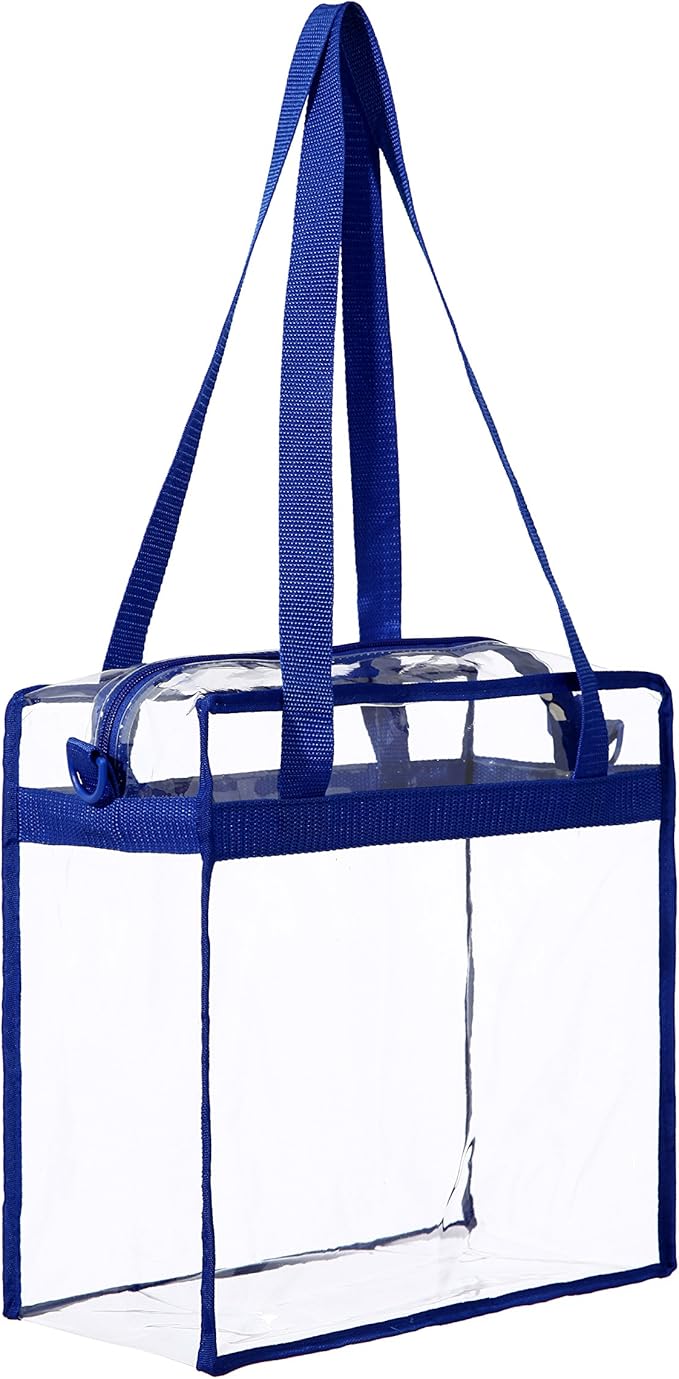 BAGAIL Clear Bags 12x6x12 Stadium Approved Clear Tote Bag with Zipper Closure Crossbody Shoulder Bag with Adjustable Strap