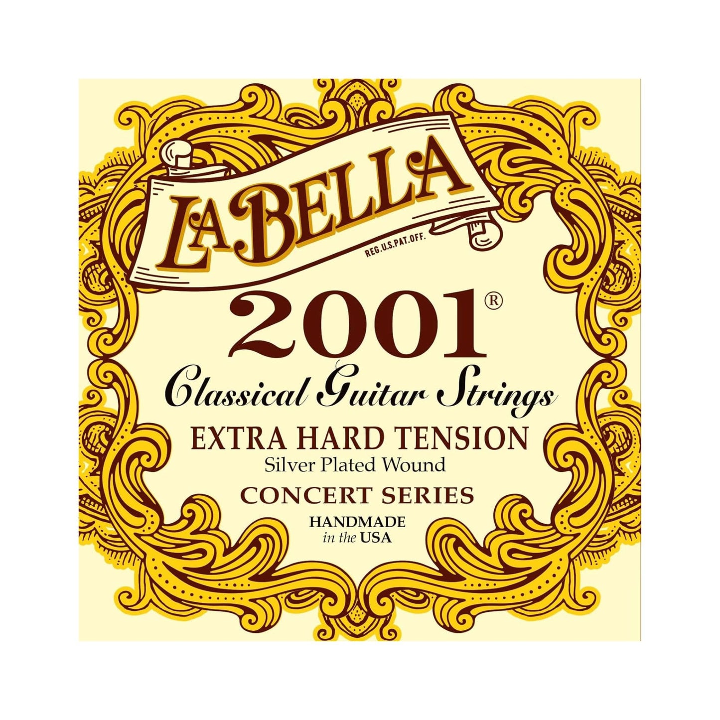 La Bella 2001 Extra Hard Tension Silver-Plated Wound Classical Guitar Strings 030-045