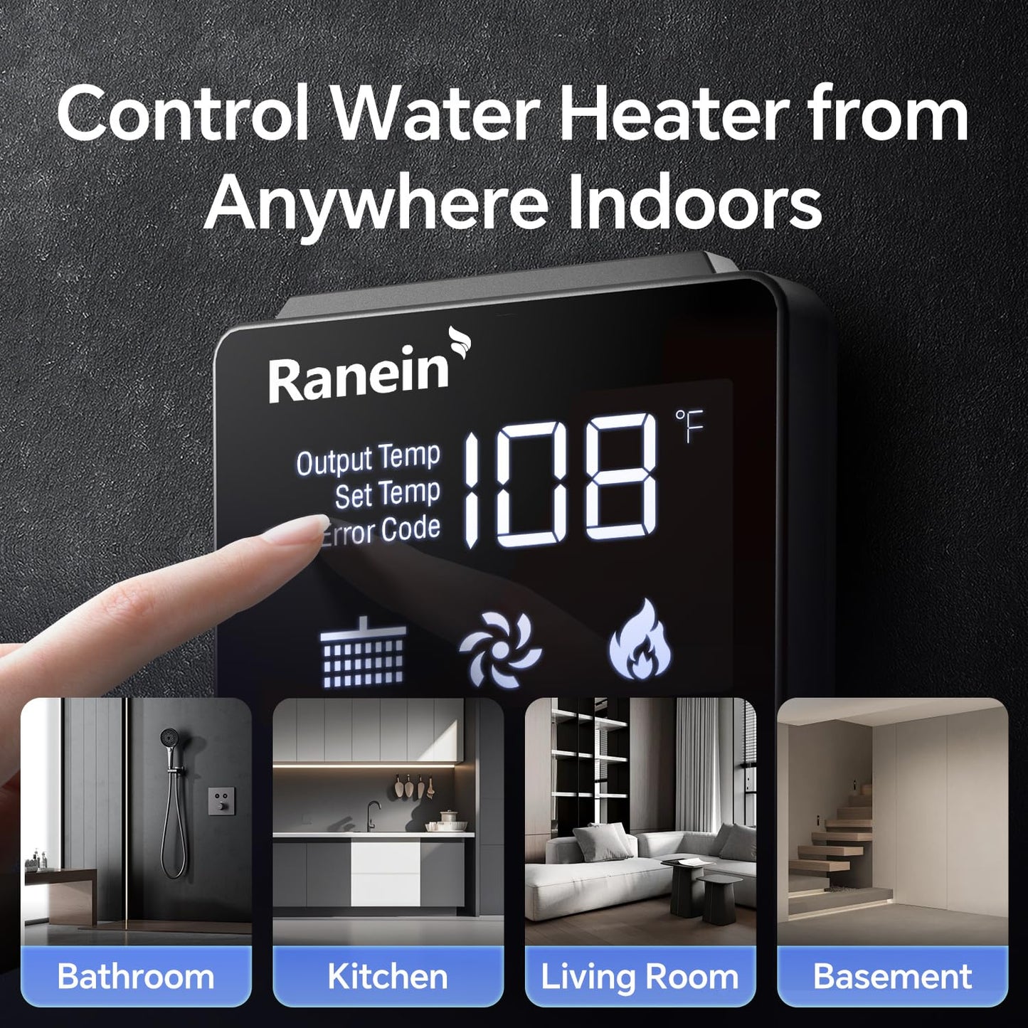 Ranein Propane Gas Tankless Water Heater, Outdoor Max 8.5 GPM, 190,000 BTU Instant Hot Water Heater