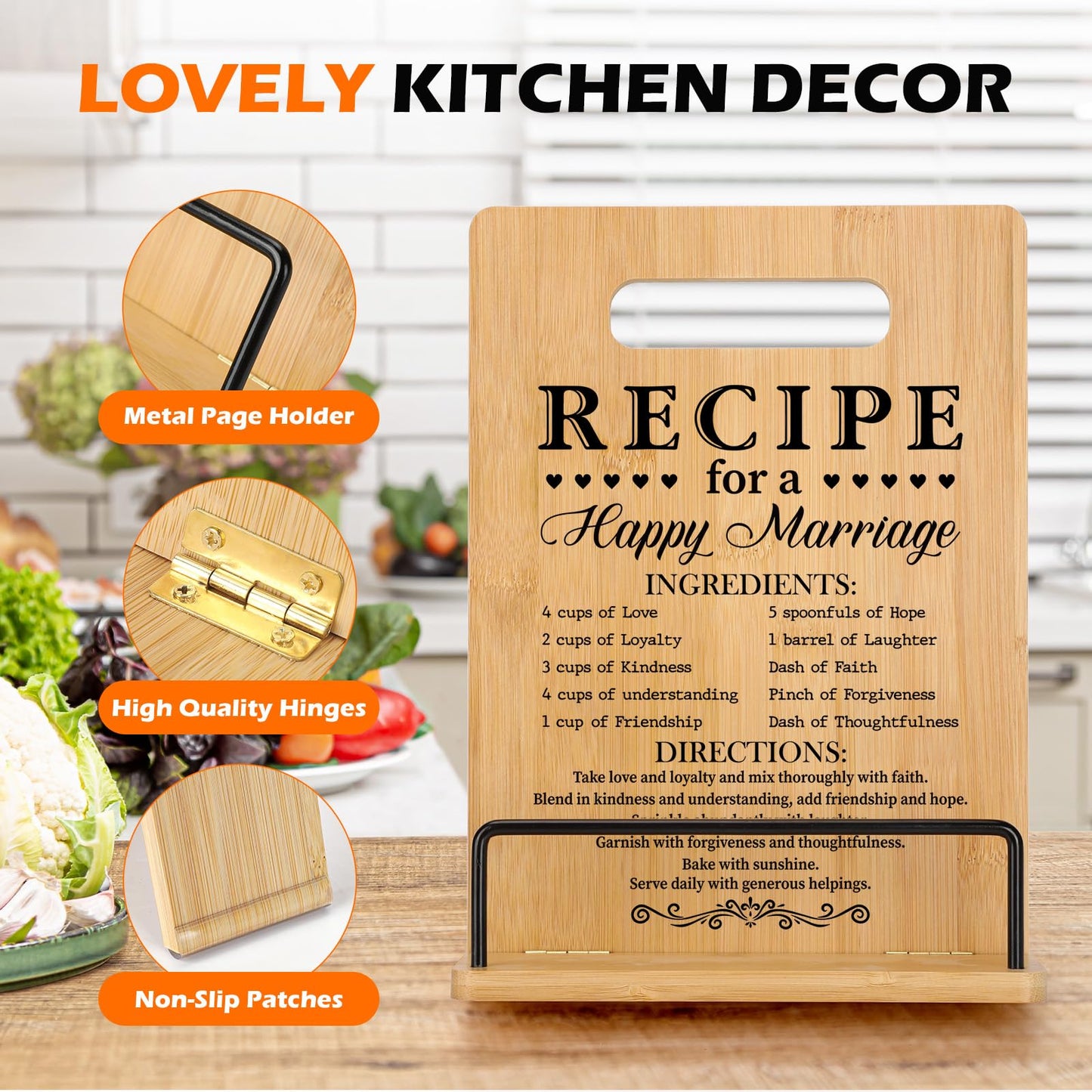 Wedding Gift for Couples 2025, Bridal Shower Gifts for Bride and Groom Engagement, Happy Marriage Cookbook Stand, Gifts for Wedding Shower, Newlywed Mr and Mrs Gifts Bride to Be Gifts