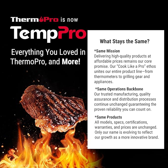 TempPro TP17H Digital Meat Thermometer with 4 Temperature Probes, HI/Low Alarm Smoker Food Thermometer with Colored Backlit LCD, BBQ Thermometer for Cooking Grill Kitchen Oven (Previously ThermoPro)