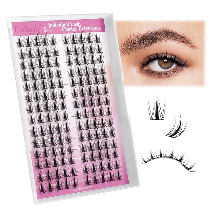FADLASH Lash Clusters DIY Lash Extensions Fairy Eyelash Clusters Manga Cluster Lashes Individual Lashes Thin Band Cluster Eyelash Extensions Volume (D21)