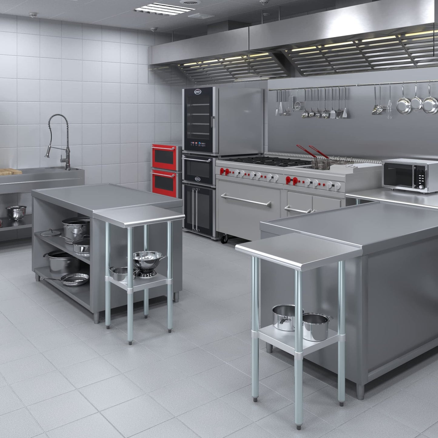 AmGood 20 in. x 20 in. Stainless Steel Work Table | Metal Kitchen Food Prep Table | NSF