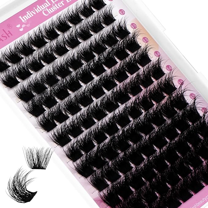 FADLASH Lash Cluster Eyelash Extensions 12-18mm Individual Cluster Lashes D Curl DIY Lash Extension Clusters 3D Effect Eyelash Clusters Volume (Y01-3D-Mix12-18)