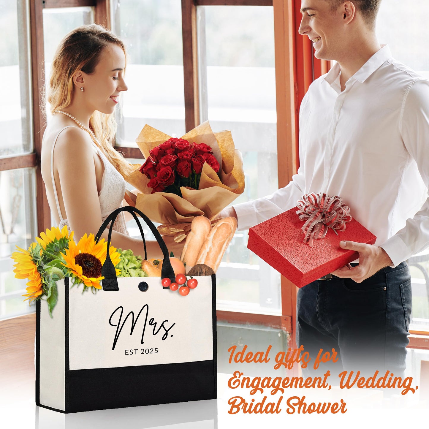 Afterprints Mrs Canvas Tote Bag for Bride 2025, Bride Gifts for Bridal Shower, Wedding Gifts for Bride to Be, Future Mrs, Engagement, Bachelorette Party Gift